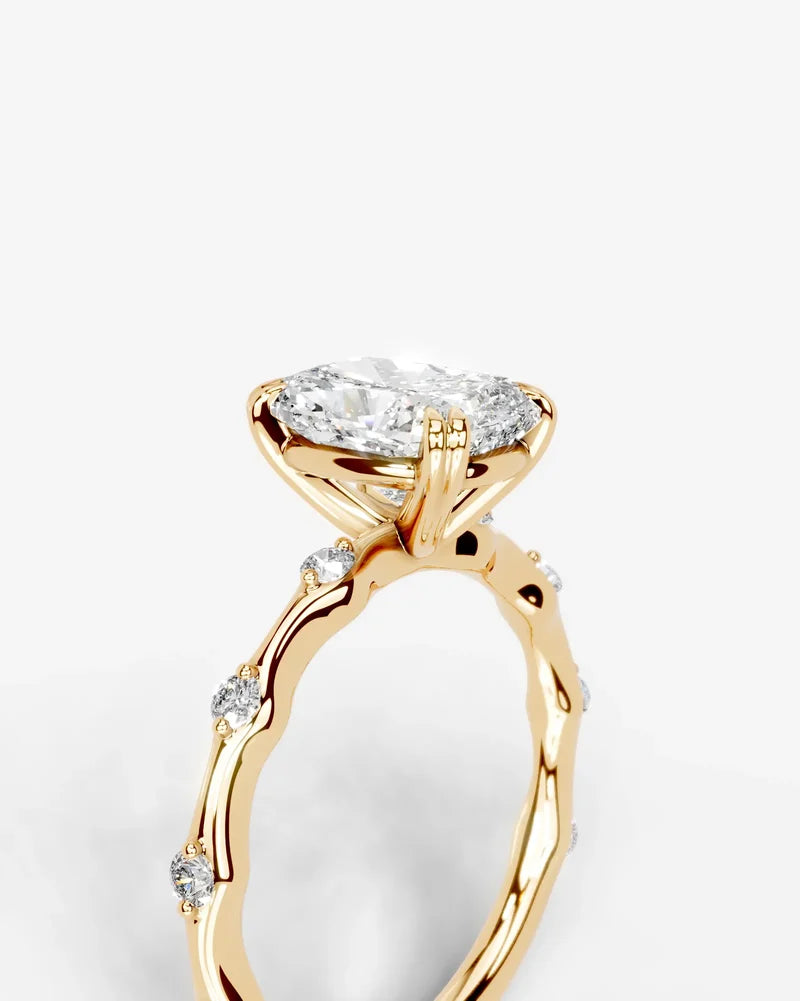 2 Carat Lab Grown Diamond Callista Elongated Cushion Cut Sidestone Engagement Ring