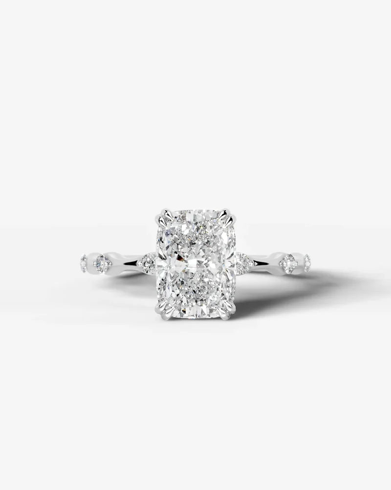 2 Carat Lab Grown Diamond Callista Elongated Cushion Cut Sidestone Engagement Ring