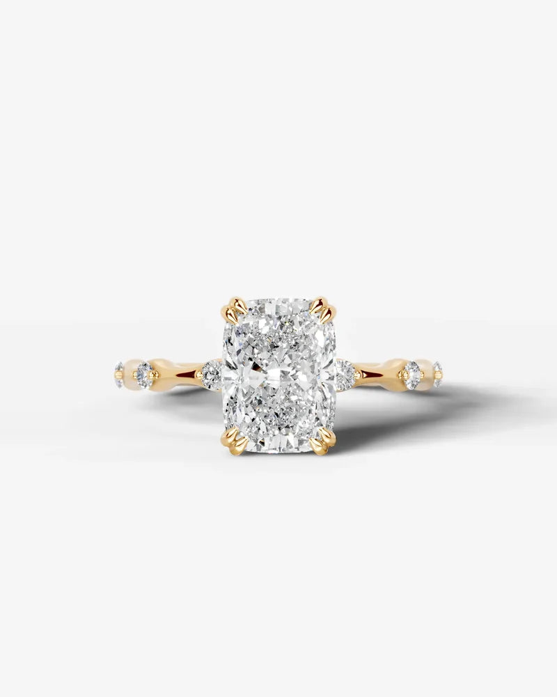 2 Carat Lab Grown Diamond Callista Elongated Cushion Cut Sidestone Engagement Ring