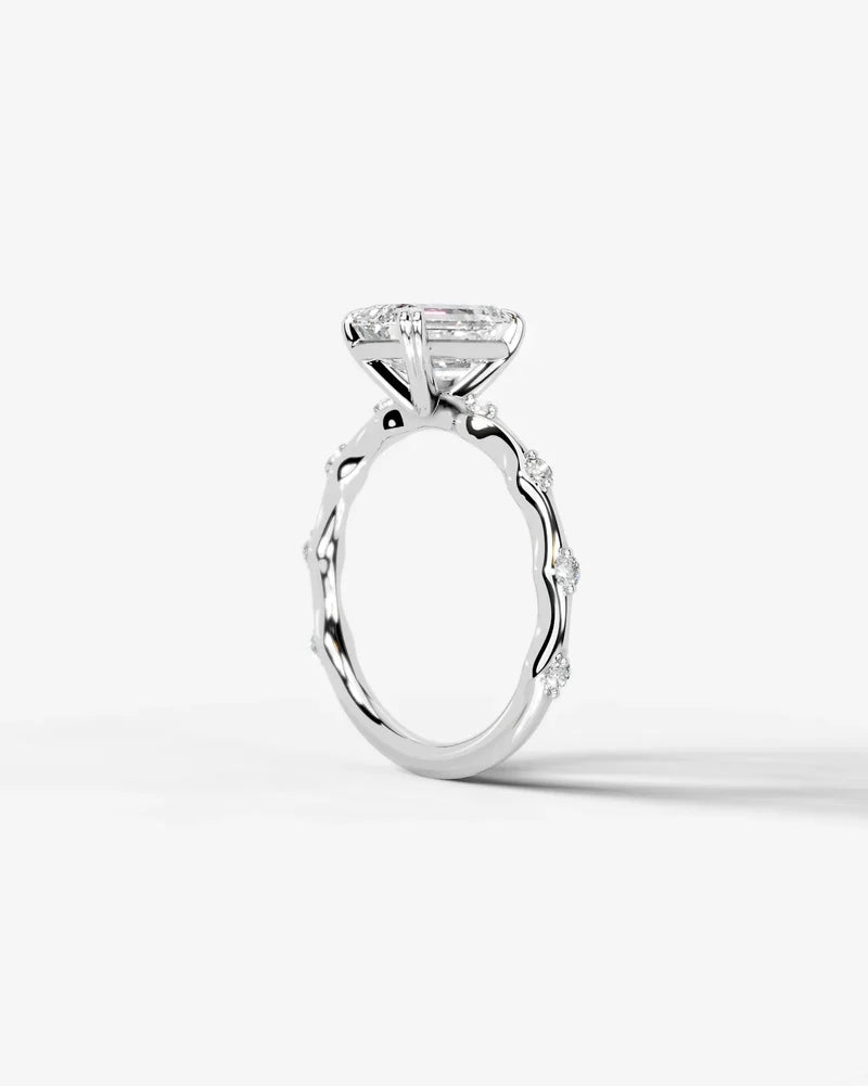 2 Carat Lab Grown Diamond Seraphina Emerald Cut Sidestone Engagement Ring