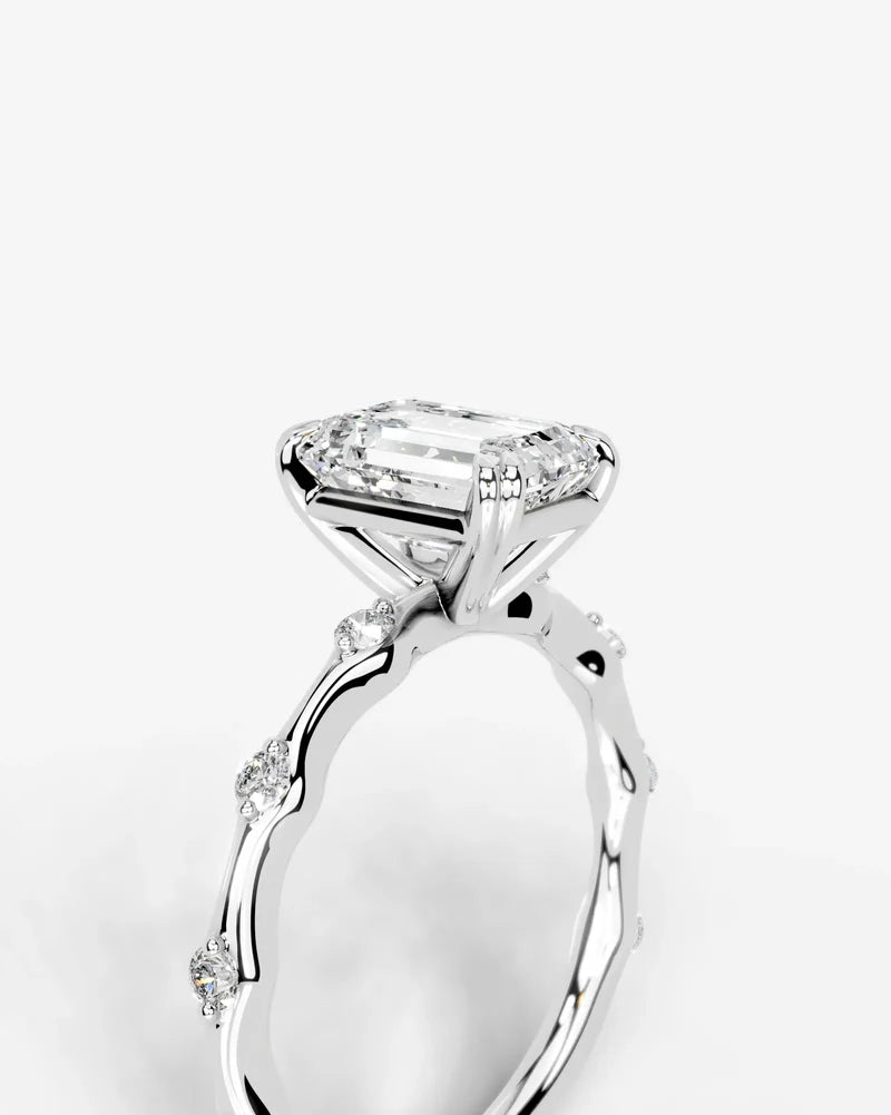 2 Carat Lab Grown Diamond Seraphina Emerald Cut Sidestone Engagement Ring