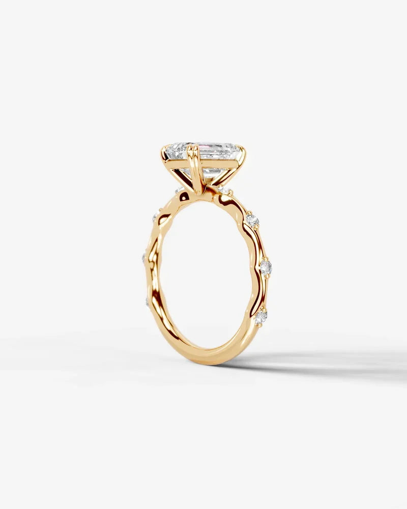 2 Carat Lab Grown Diamond Seraphina Emerald Cut Sidestone Engagement Ring