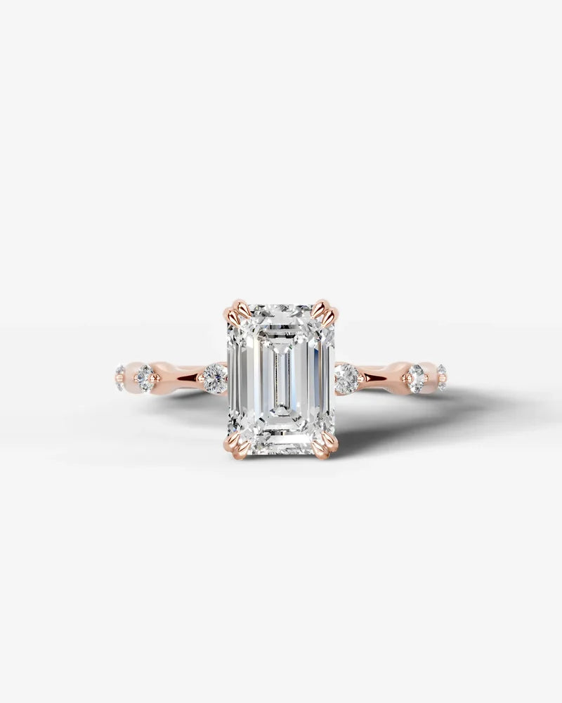 2 Carat Lab Grown Diamond Seraphina Emerald Cut Sidestone Engagement Ring
