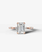 2 Carat Lab Grown Diamond Seraphina Emerald Cut Sidestone Engagement Ring