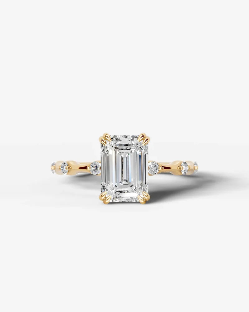 2 Carat Lab Grown Diamond Seraphina Emerald Cut Sidestone Engagement Ring
