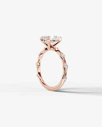 2 Carat Lab Grown Diamond Lyra Oval Cut Sidestone Engagement Ring