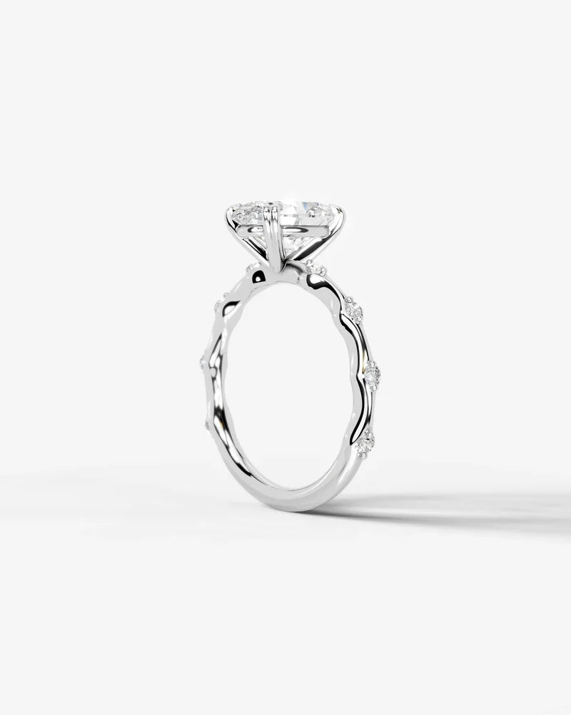 2 Carat Lab Grown Diamond Lyra Oval Cut Sidestone Engagement Ring