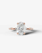 2 Carat Lab Grown Diamond Lyra Oval Cut Sidestone Engagement Ring