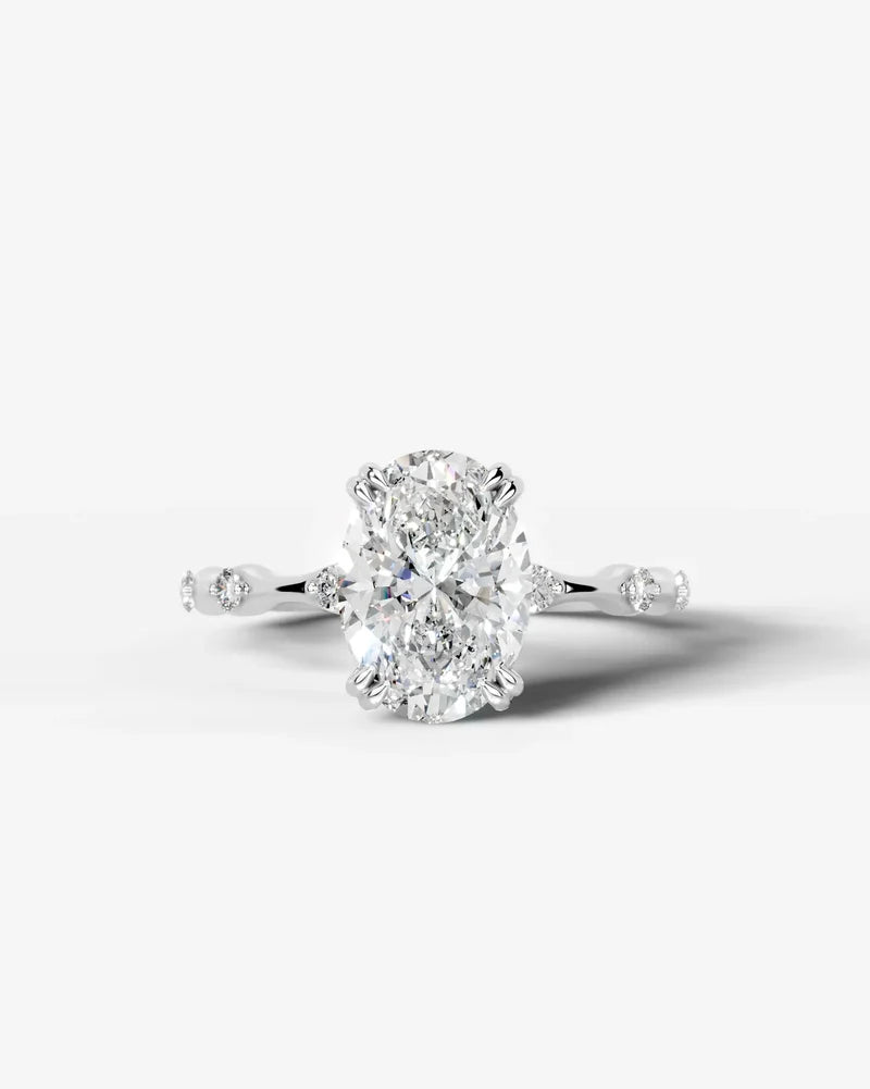 2 Carat Lab Grown Diamond Lyra Oval Cut Sidestone Engagement Ring