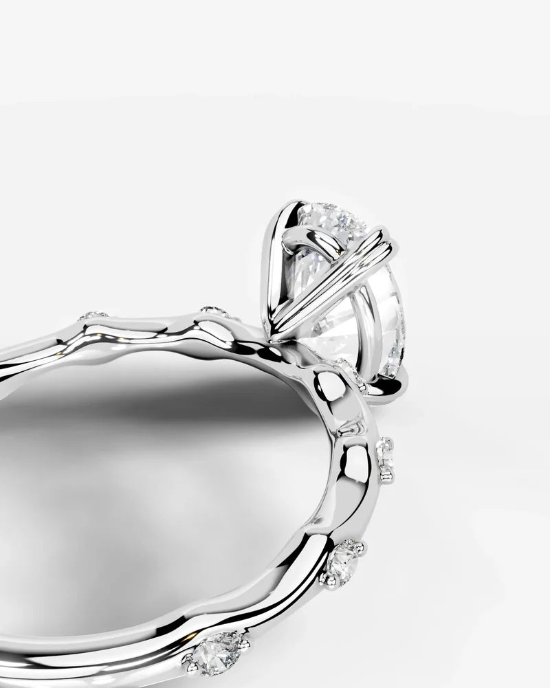2 Carat Lab Grown Diamond Lyra Oval Cut Sidestone Engagement Ring