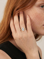 2 Carat Lab Grown Diamond Solaria Pear Cut Sidestone Engagement Ring