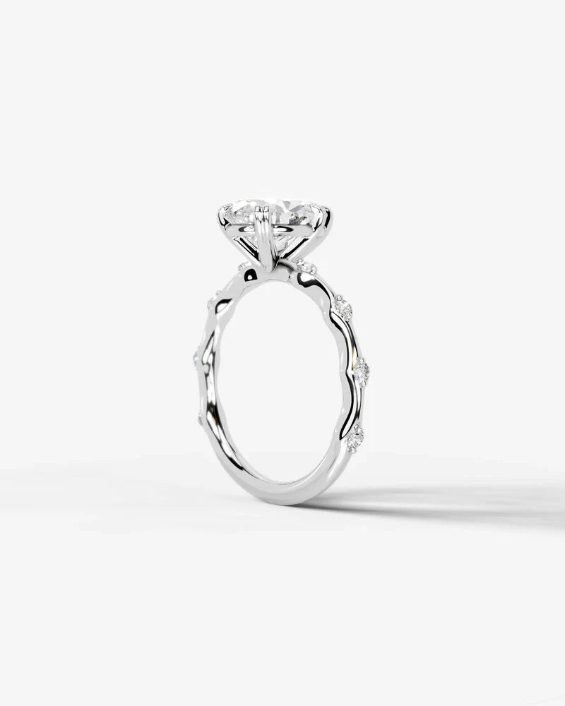 2 Carat Lab Grown Diamond Solaria Pear Cut Sidestone Engagement Ring