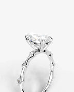 2 Carat Lab Grown Diamond Solaria Pear Cut Sidestone Engagement Ring