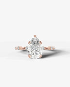 2 Carat Lab Grown Diamond Solaria Pear Cut Sidestone Engagement Ring