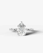 2 Carat Lab Grown Diamond Solaria Pear Cut Sidestone Engagement Ring