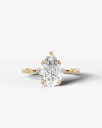 2 Carat Lab Grown Diamond Solaria Pear Cut Sidestone Engagement Ring