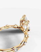2 Carat Lab Grown Diamond Solaria Pear Cut Sidestone Engagement Ring