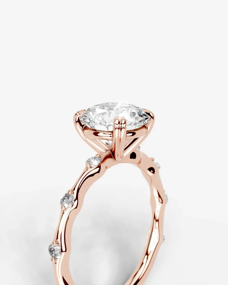 2 Carat Lab Grown Diamond Solaria Round Cut Sidestone Engagement Ring