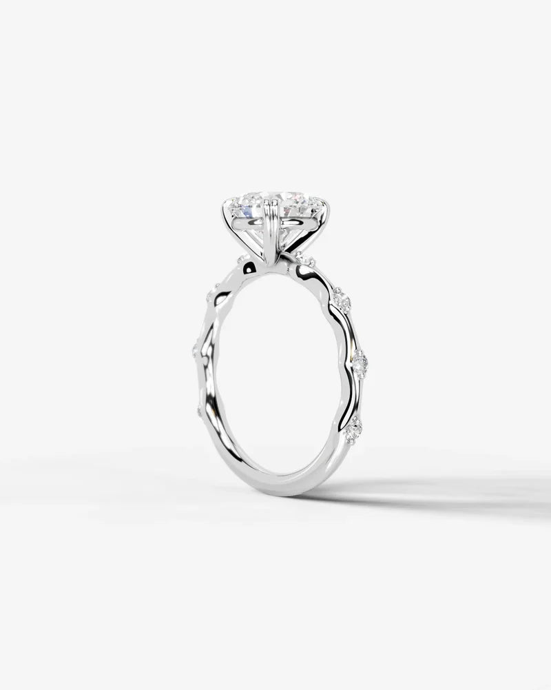 2 Carat Lab Grown Diamond Solaria Round Cut Sidestone Engagement Ring