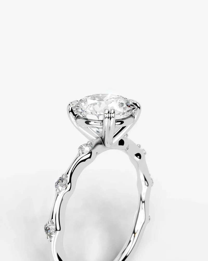 2 Carat Lab Grown Diamond Solaria Round Cut Sidestone Engagement Ring