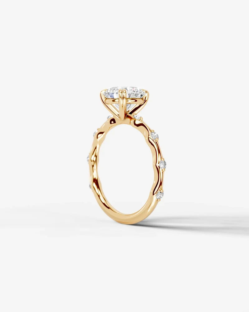 2 Carat Lab Grown Diamond Solaria Round Cut Sidestone Engagement Ring