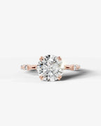 2 Carat Lab Grown Diamond Solaria Round Cut Sidestone Engagement Ring