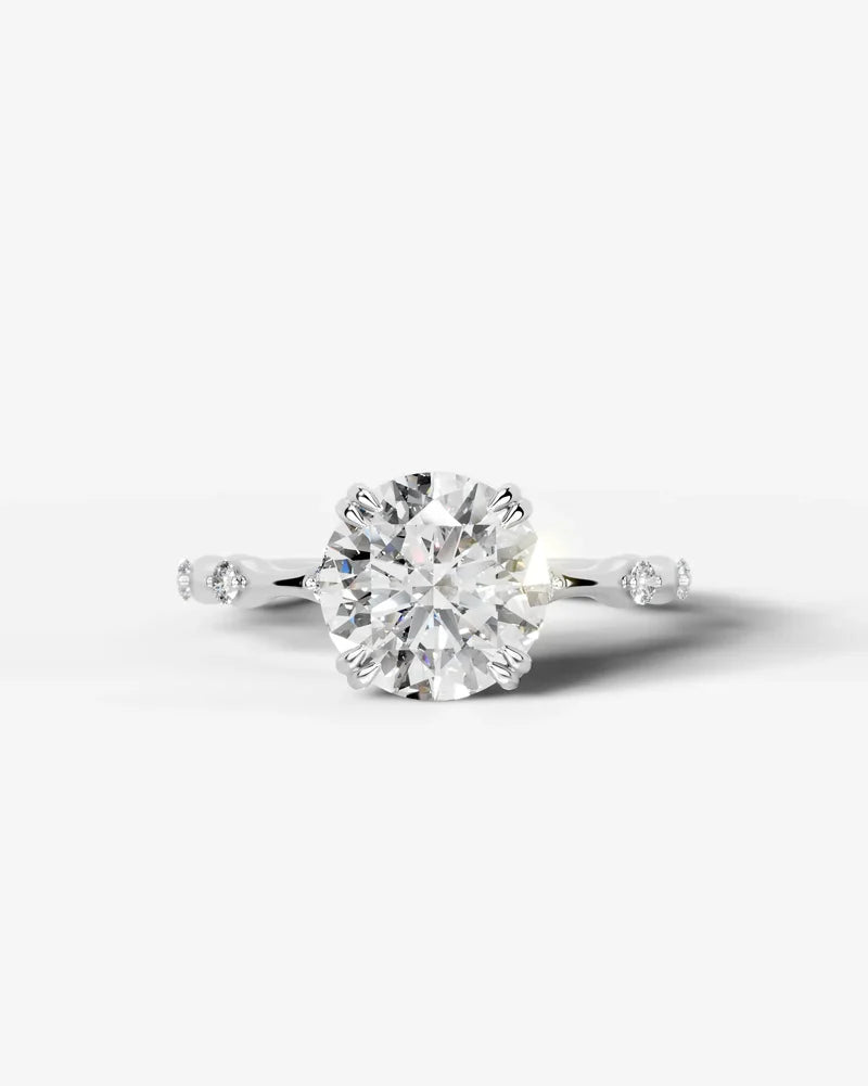 2 Carat Lab Grown Diamond Solaria Round Cut Sidestone Engagement Ring
