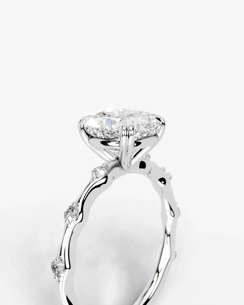 2 Carat Lab Grown Diamond Astraea Cushion Cut Sidestone Engagement Ring