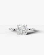 2 Carat Lab Grown Diamond Astraea Cushion Cut Sidestone Engagement Ring