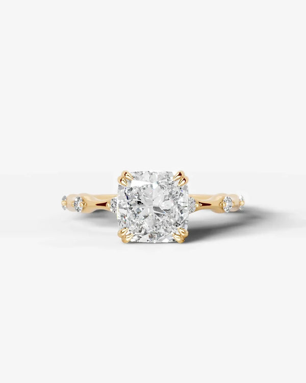2 Carat Lab Grown Diamond Astraea Cushion Cut Sidestone Engagement Ring