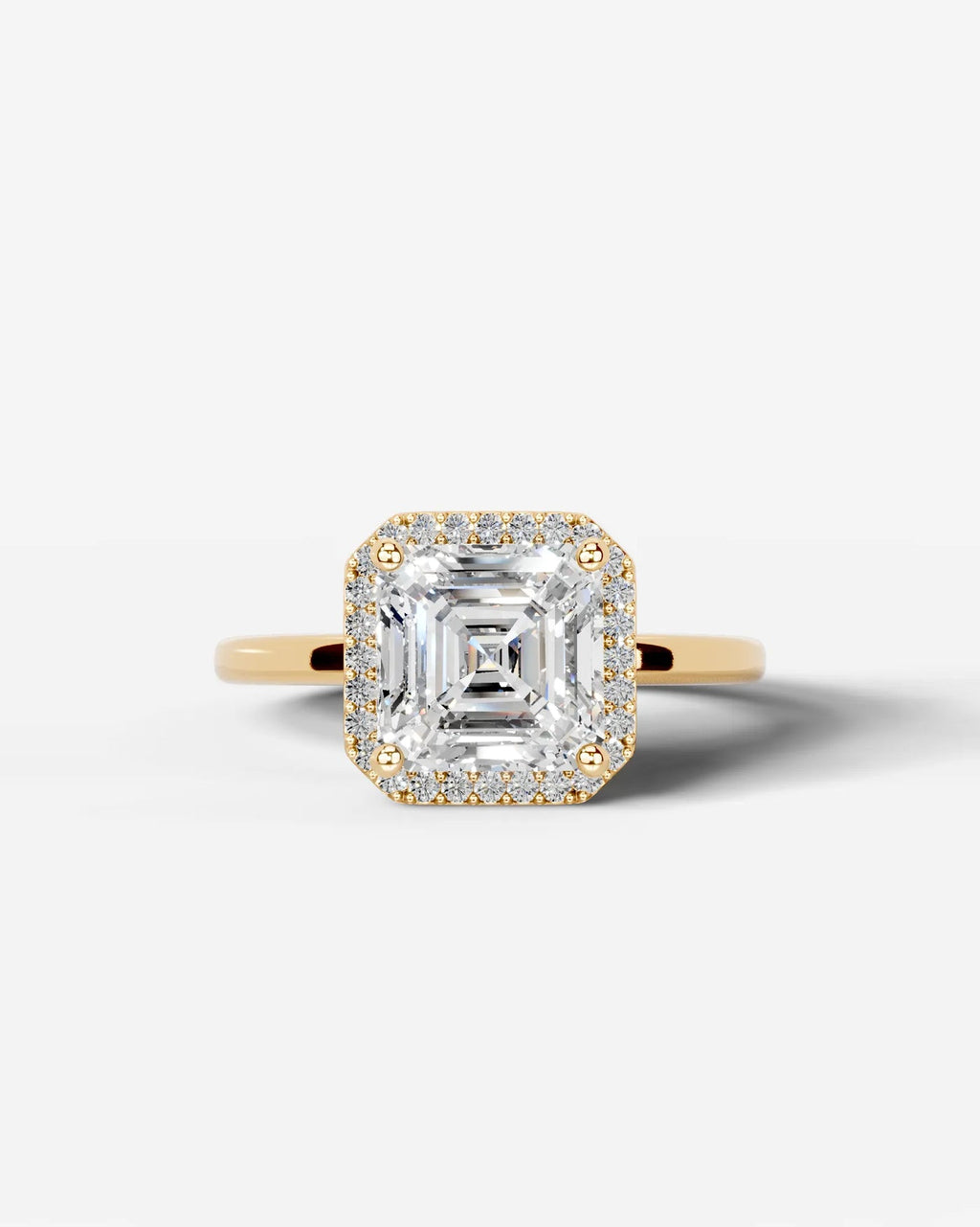 2 Carat Lab Grown Asscher Cut Diamond Halo Ring