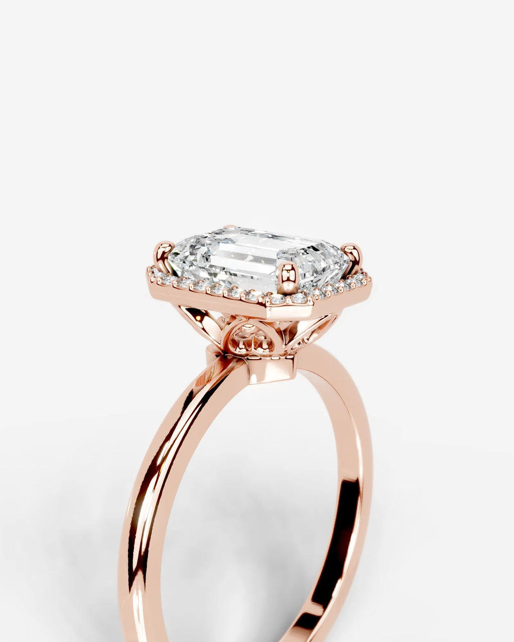 2 Carat Lab Grown Emerald Cut Diamond Halo Ring