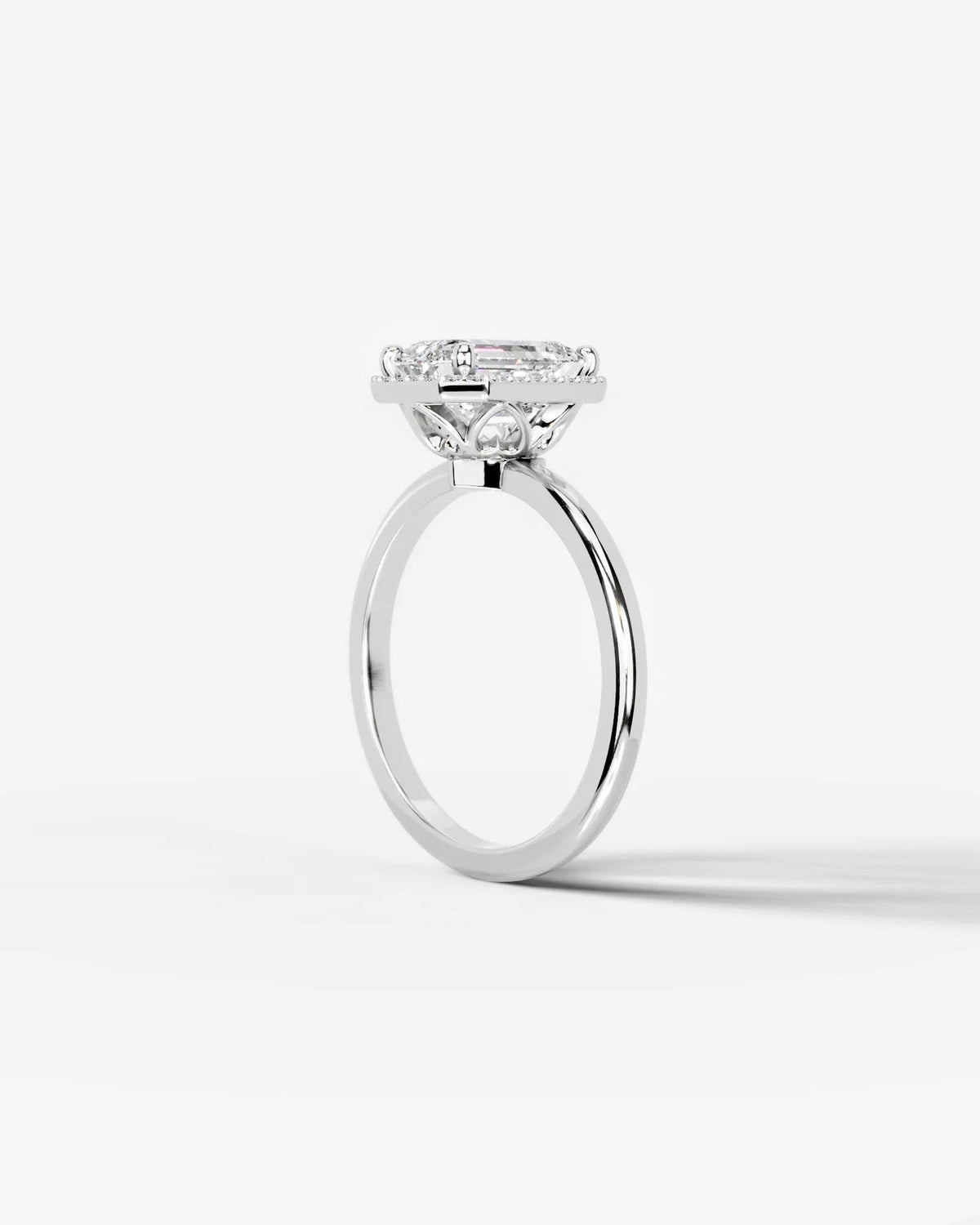 2 Carat Lab Grown Emerald Cut Diamond Halo Ring