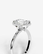 2 Carat Lab Grown Emerald Cut Diamond Halo Ring