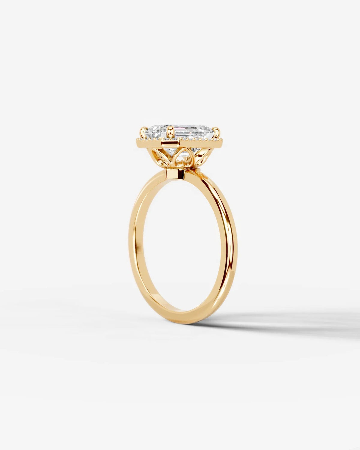 2 Carat Lab Grown Emerald Cut Diamond Halo Ring
