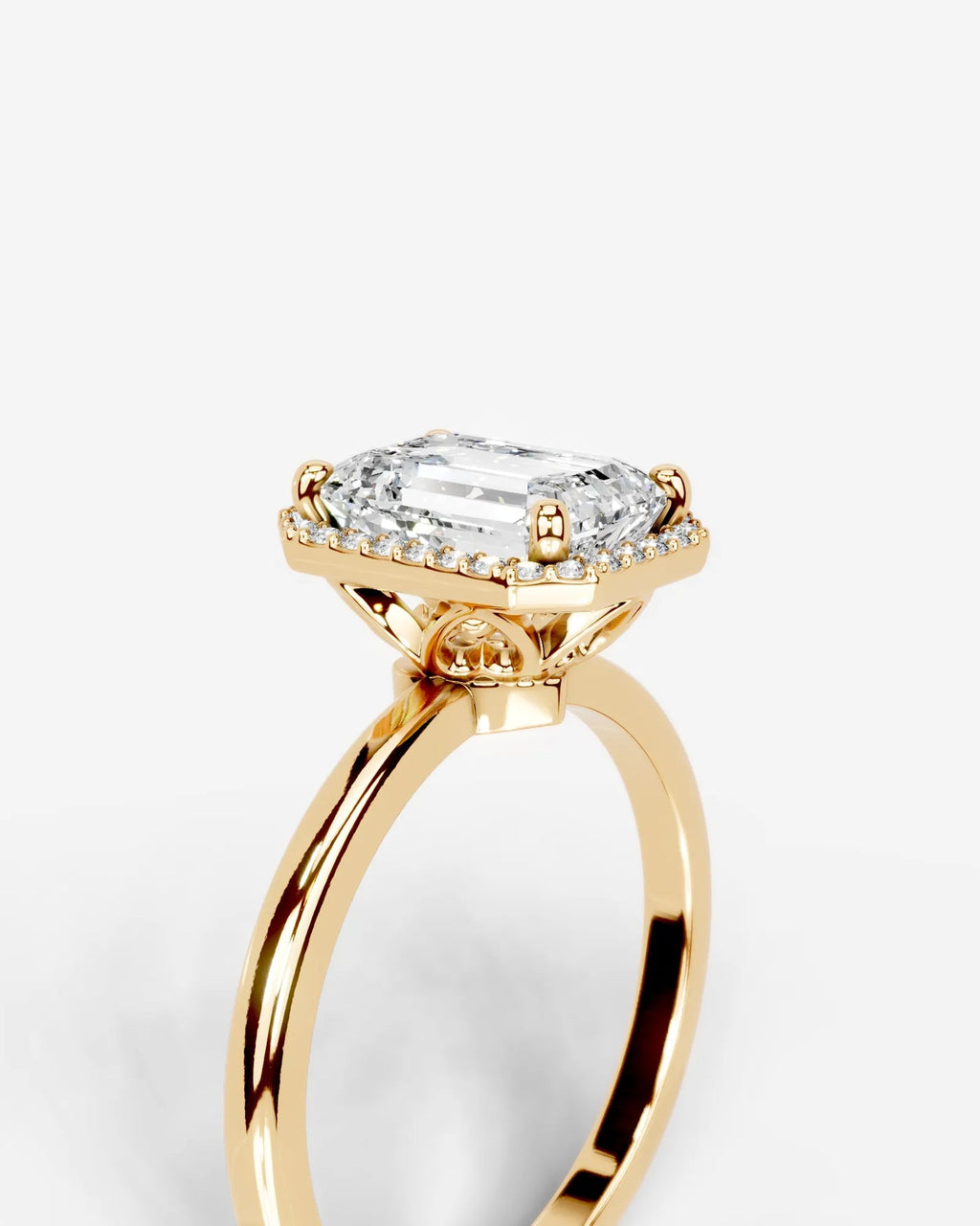2 Carat Lab Grown Emerald Cut Diamond Halo Ring