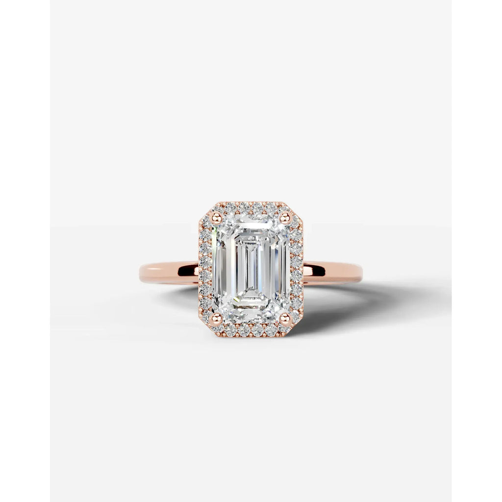 2 Carat Lab Grown Emerald Cut Diamond Halo Ring