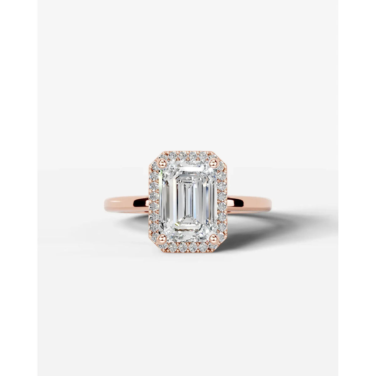 2 Carat Lab Grown Emerald Cut Diamond Halo Ring