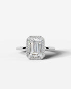 2 Carat Lab Grown Emerald Cut Diamond Halo Ring
