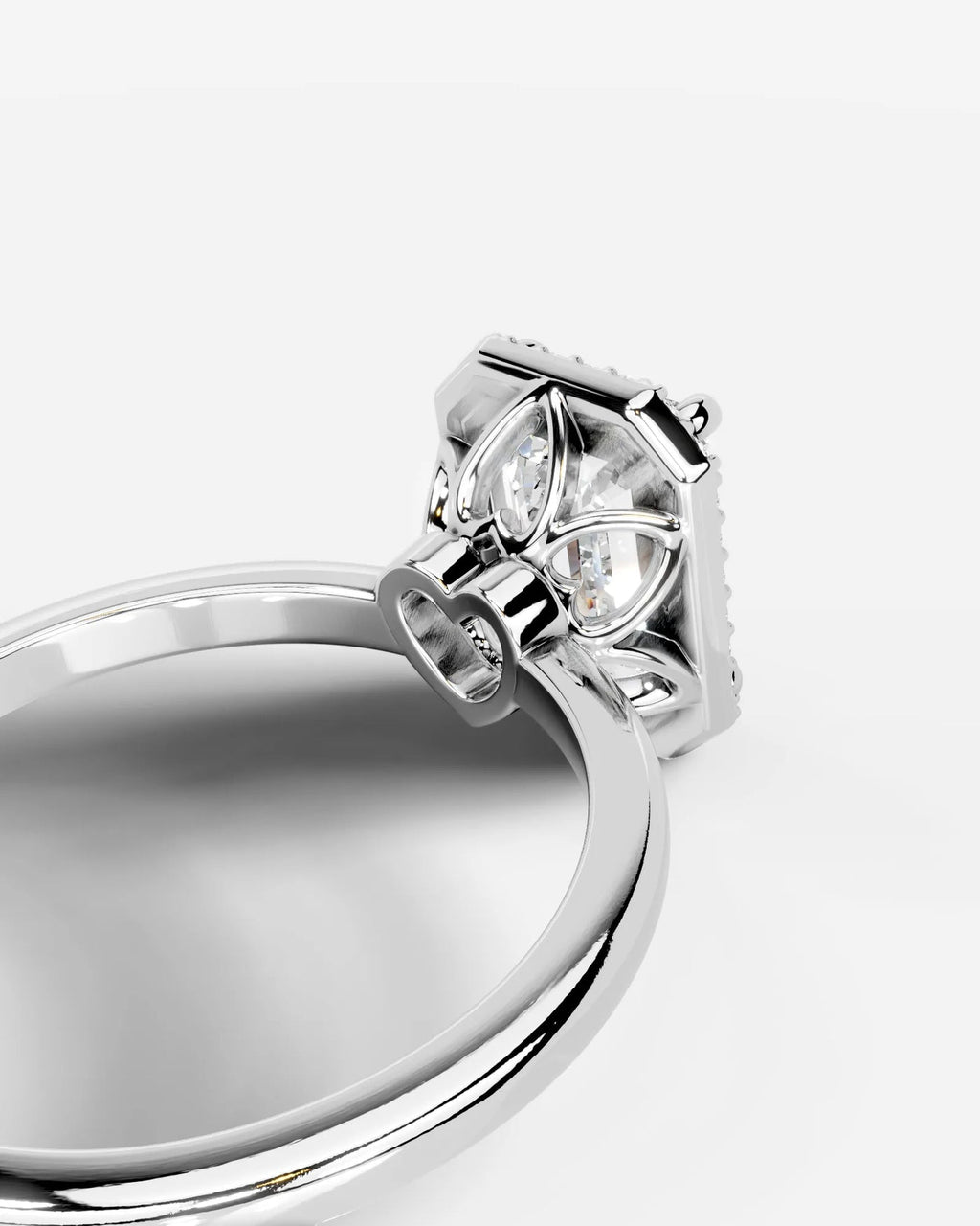 2 Carat Lab Grown Emerald Cut Diamond Halo Ring