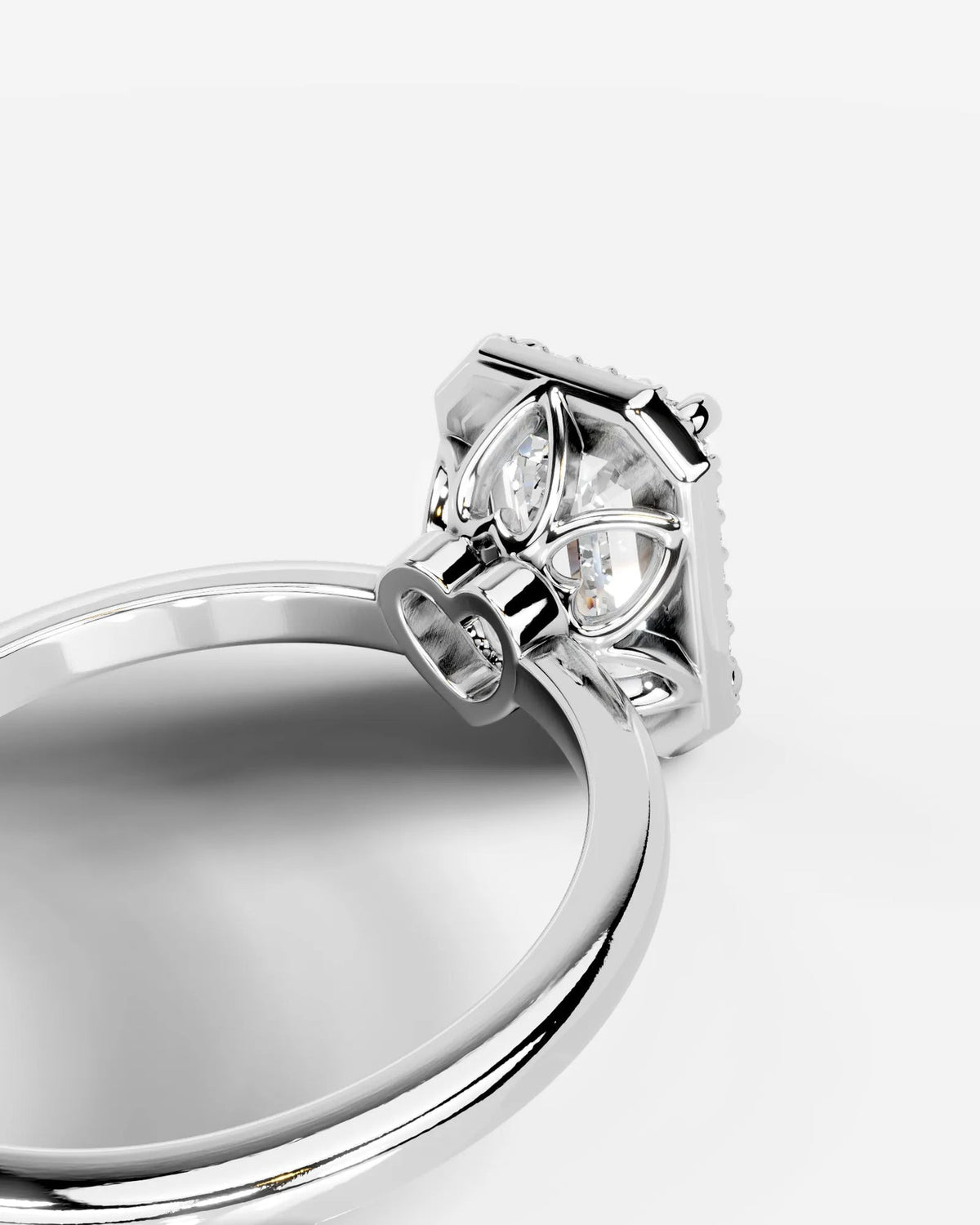 2 Carat Lab Grown Emerald Cut Diamond Halo Ring