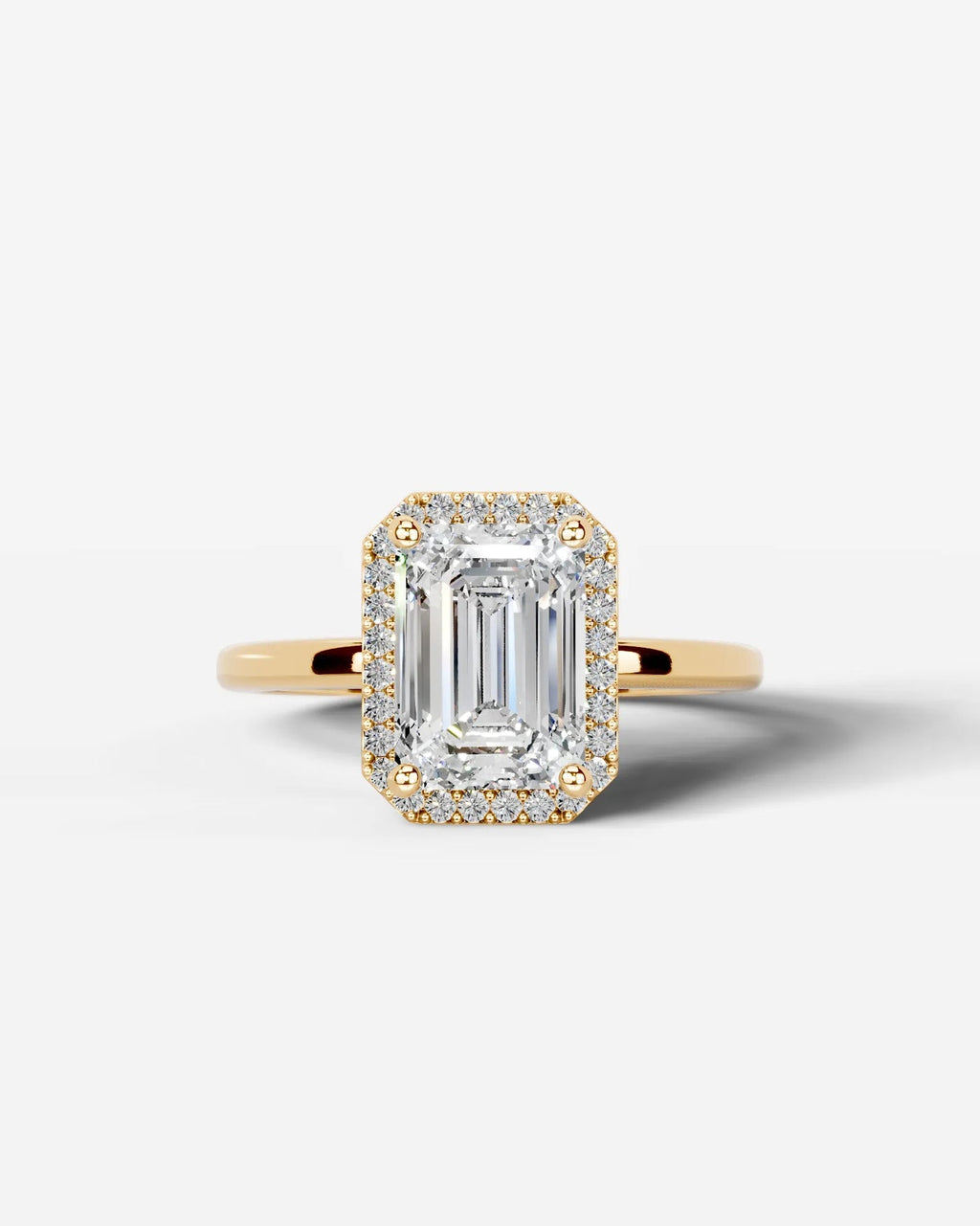 2 Carat Lab Grown Emerald Cut Diamond Halo Ring