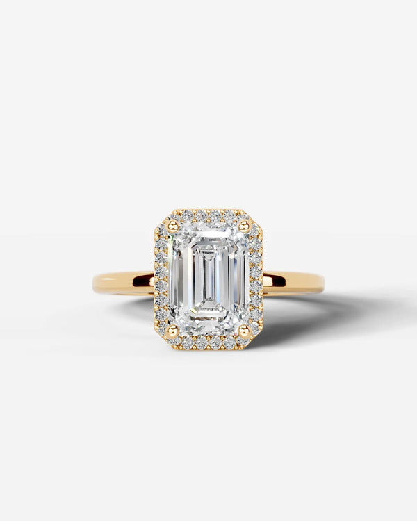 2 Carat Lab Grown Emerald Cut Diamond Halo Ring