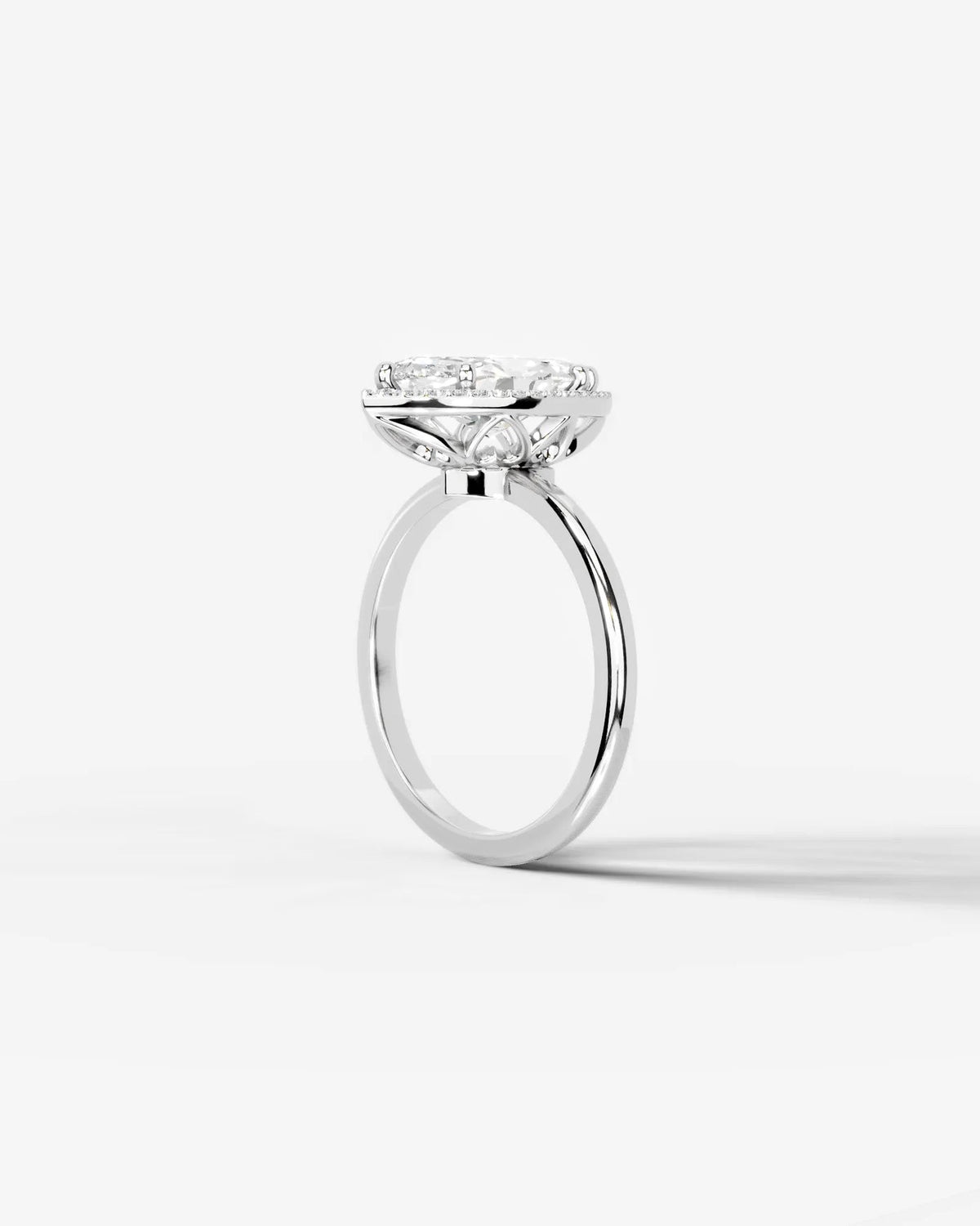 2 Carat Lab Grown Marquise Cut Diamond Halo Ring