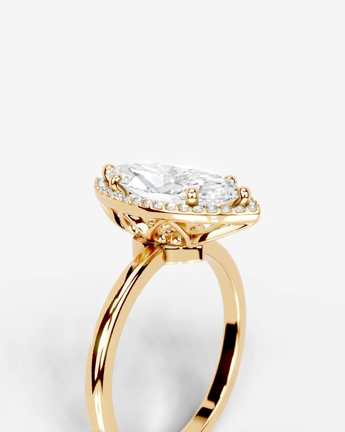 2 Carat Lab Grown Marquise Cut Diamond Halo Ring
