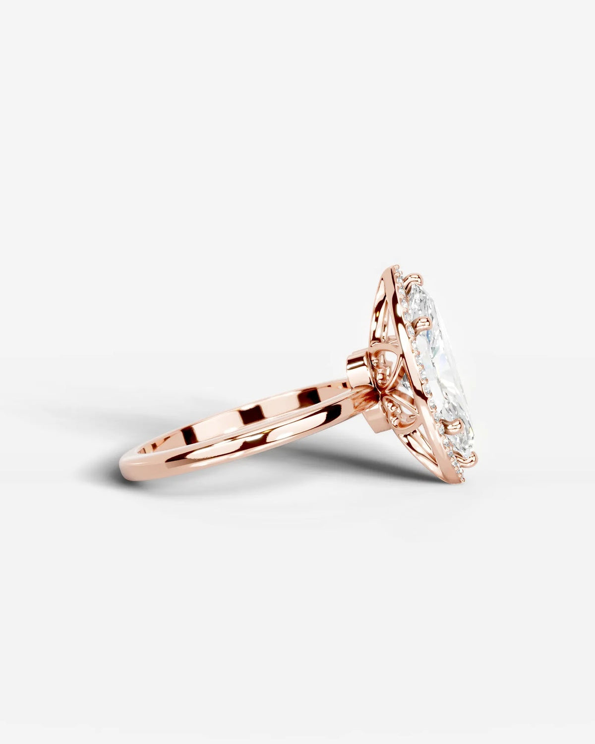 2 Carat Lab Grown Marquise Cut Diamond Halo Ring