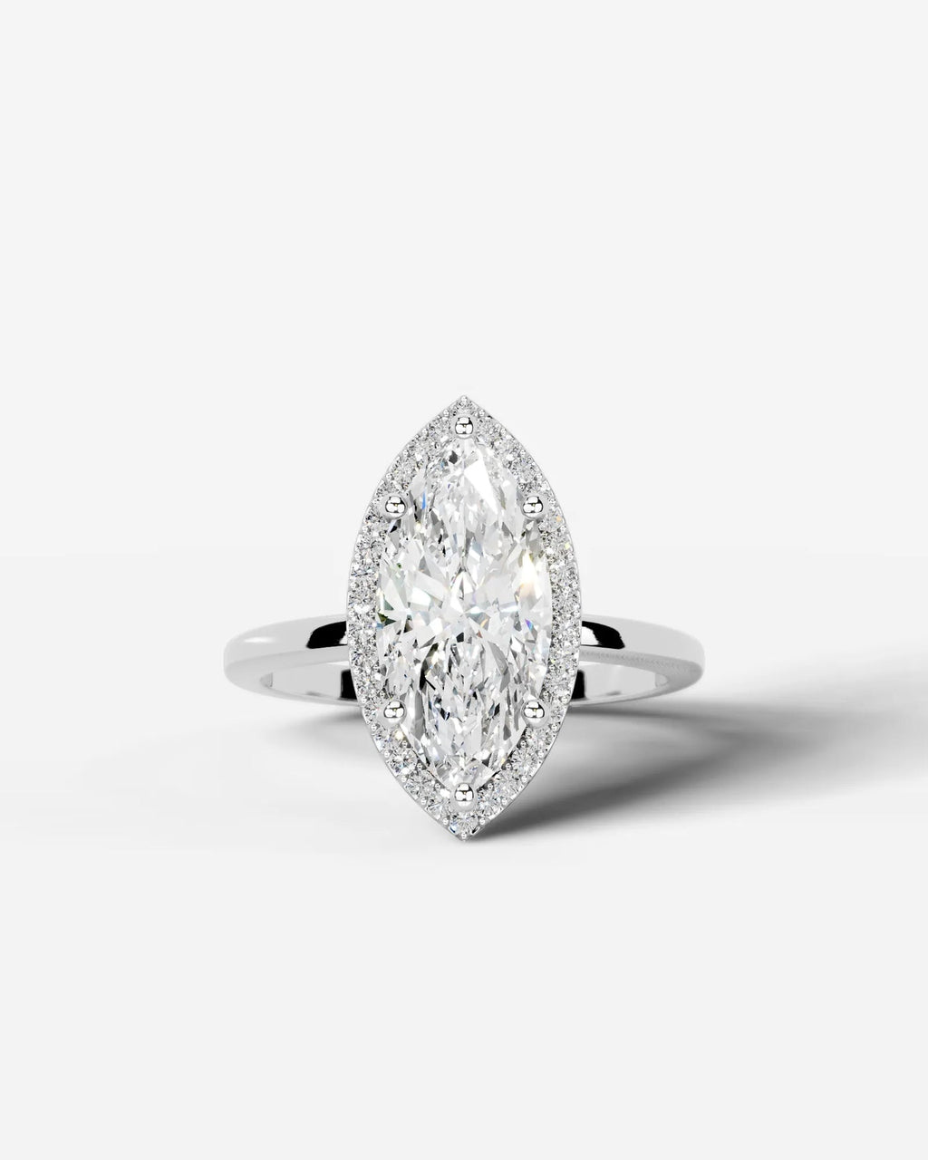 2 Carat Lab Grown Marquise Cut Diamond Halo Ring