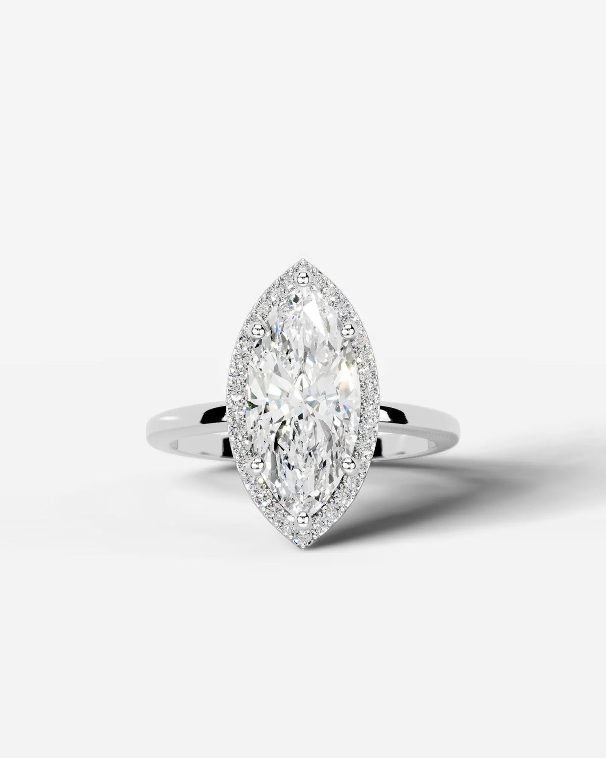 2 Carat Lab Grown Marquise Cut Diamond Halo Ring