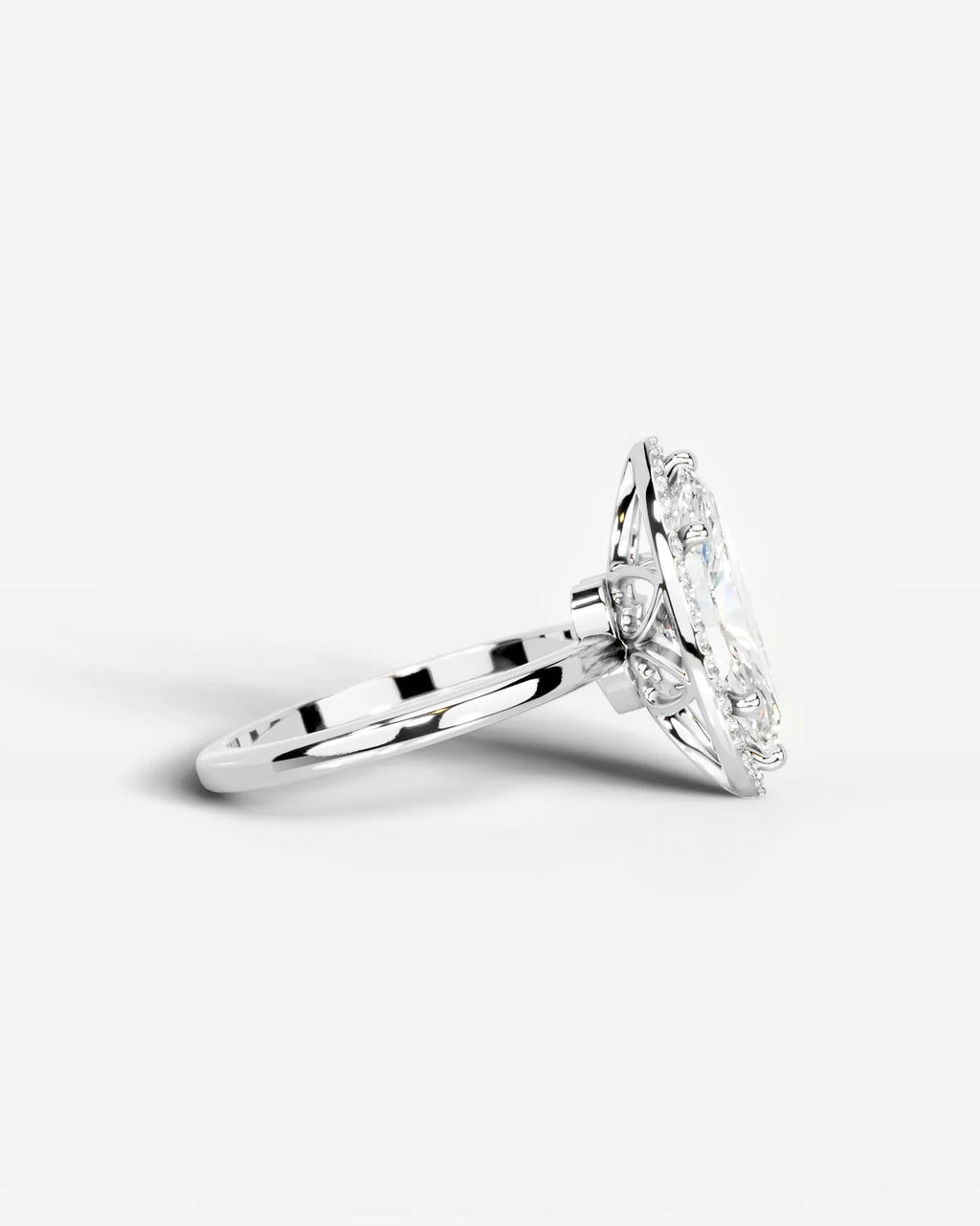 2 Carat Lab Grown Marquise Cut Diamond Halo Ring