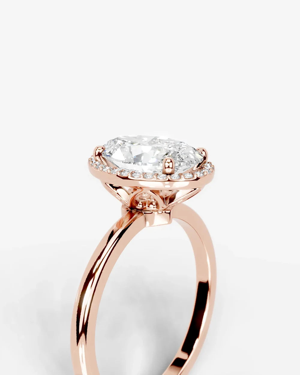2 Carat Lab Grown Oval Diamond Halo Ring